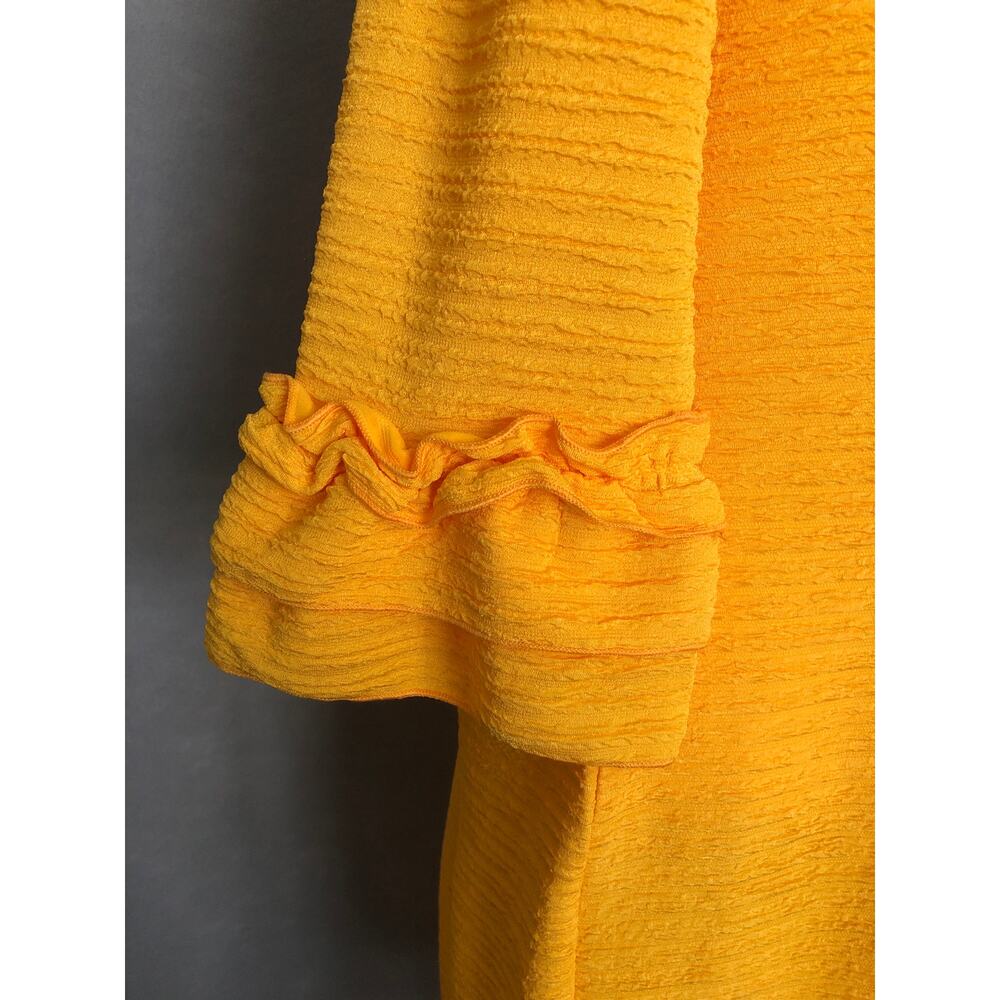 NY Collection Shift Dress Ruffle Cuff in Lemon Women's Petite Large NEW - Picture 3 of 7
